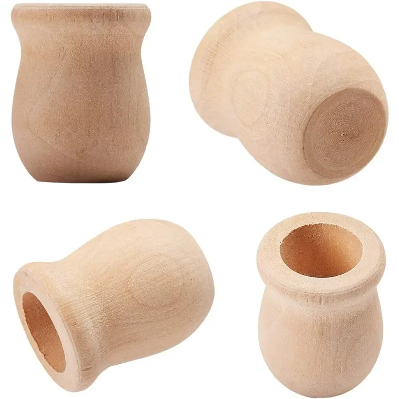 Florist Supply Vases - 10 個 1.5 インチ 10 個未完成の空白の木製花瓶花瓶キャンドルカップ手作り天然花容器キャンドルホルダー