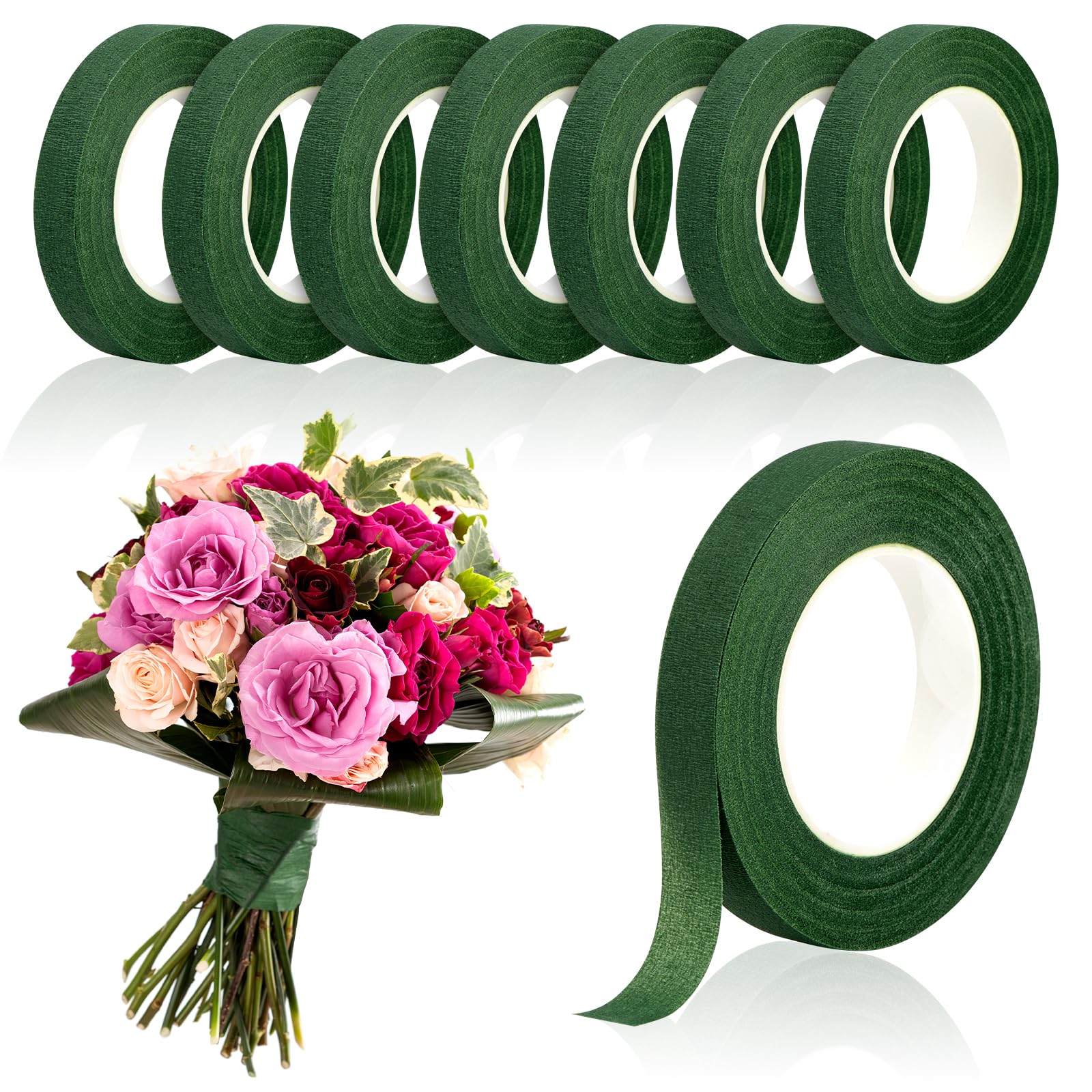 Florist Flower Supply - 20 ヤードグリーンブーケ花柄テープ自己粘着包装紙テープ花屋包装 DIY 装飾花結婚式の用品