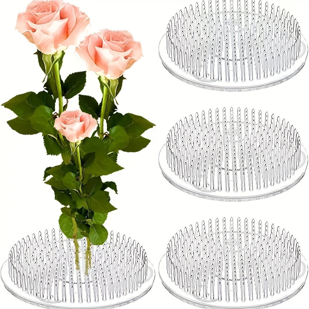 Florist Supply Bulk - 丸型生け花ステムホルダー吸盤透明フラワーアレンジメントベース花固定ブラケット花瓶花固定ベースホルダー
