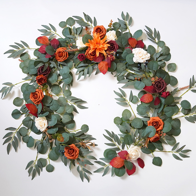 Eucalyptus Preserved - Yannew-テーブルランナー用の人工花輪、eucalyptus、背景用のハート型テーブルセンター、自由奔放に生きる結婚式の装飾