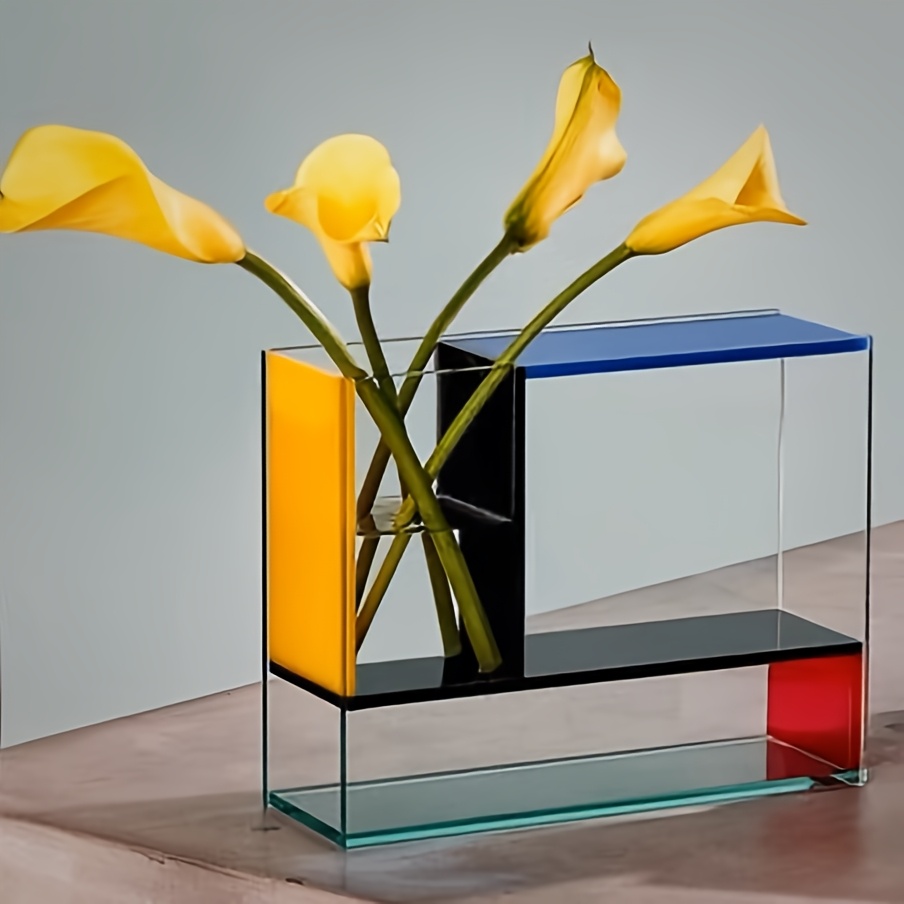 Florist Supply Vases - アクリル製透明花瓶 モダンラグジュアリーアート 幾何学模様 カラフルな植木鉢 花瓶 室内装飾