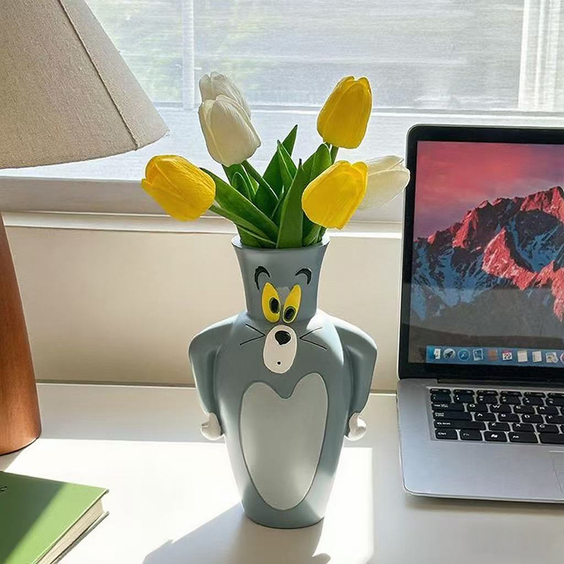 Florist Supply Vases - 漫画トムとジェリーの新しい花瓶飾り、ギフトルームデコレーション、クリエイティブなフラワーアレンジメント、花瓶収納