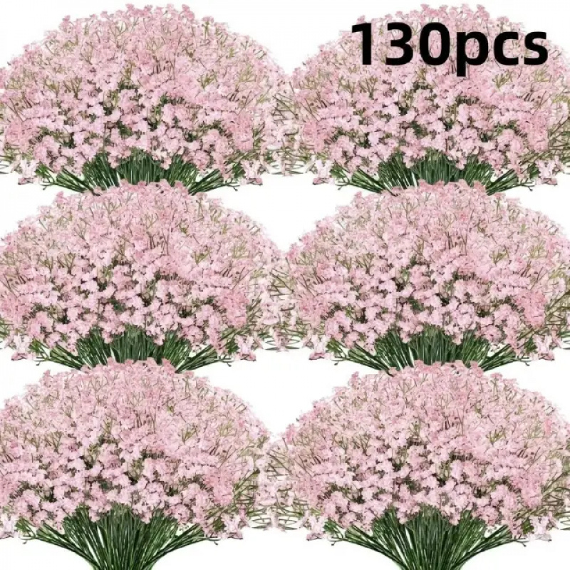 Florist Supply Bulk - 130本の茎を持つピンクのジプソフィラ造花ブーケ、新鮮で美しいドライフラワーのような質感の造花、ホームリビング用