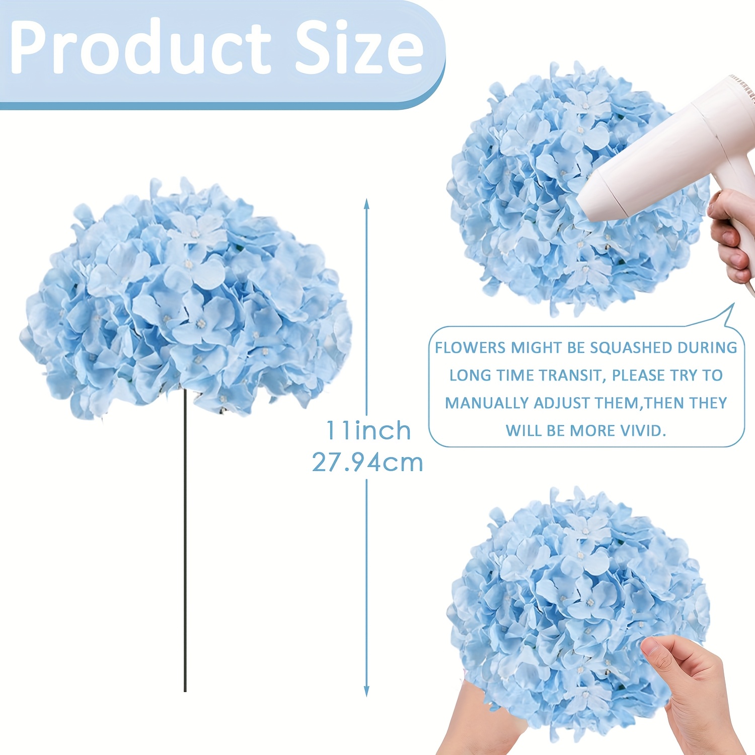 63個の人工アジサイの花、茎付きのフルフェイクシルクアジサイ - Florist Supply Bulk のレビューと価格