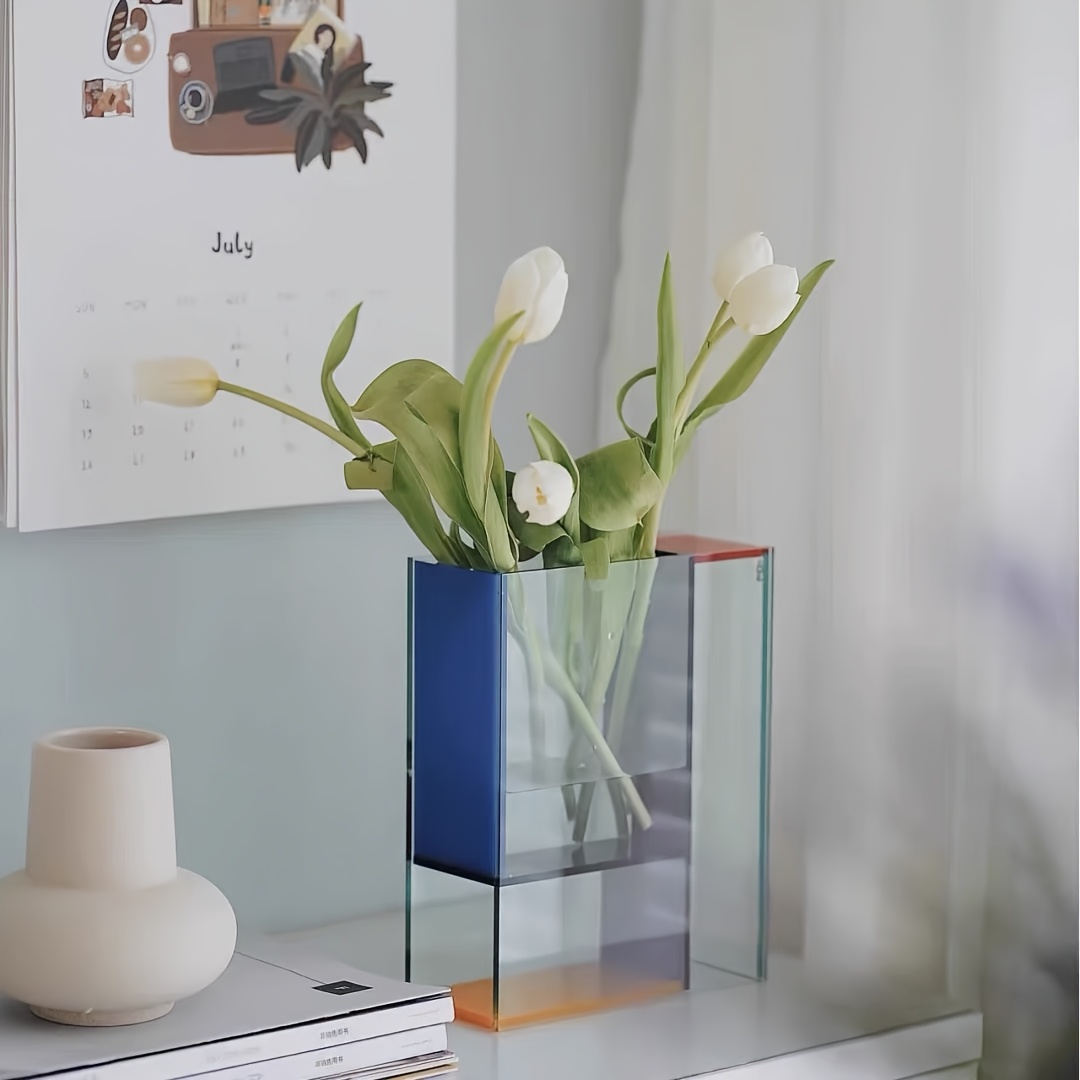 アクリル製透明花瓶 モダンラグジュアリーアート 幾何学模様  - Florist Supply Vases のレビューと価格