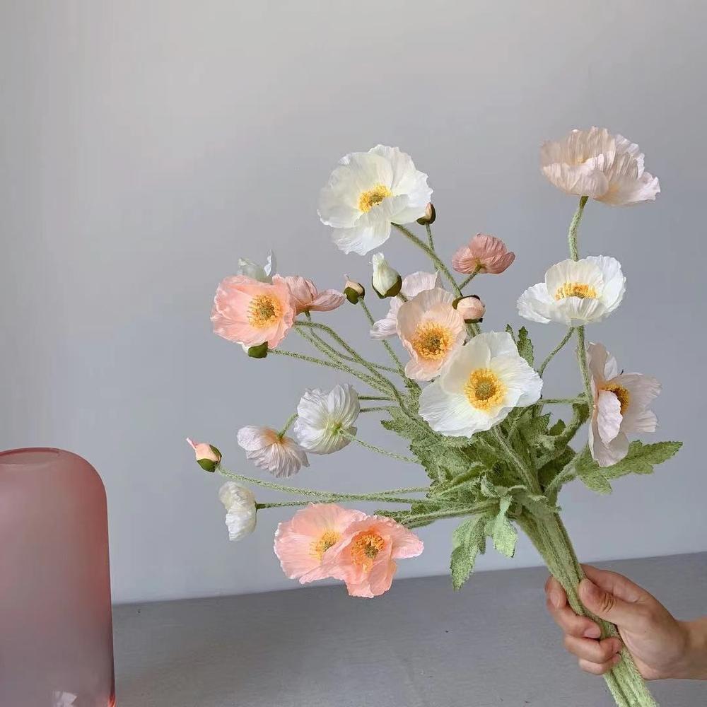 偽のポッピーの花、長い茎、人工花、新築祝い、庭のテーブル、結 - Florist Supply Bulk のレビューと価格