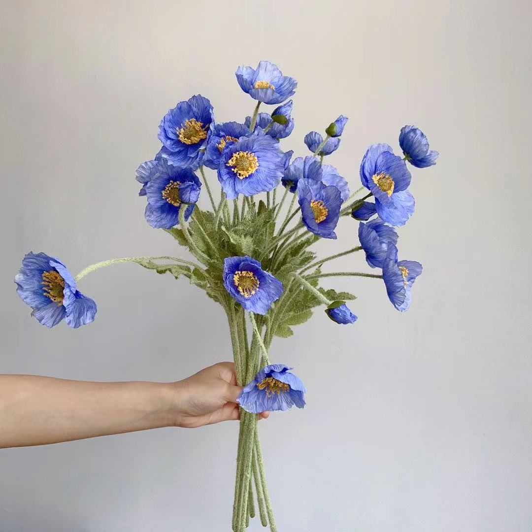 偽のポッピーの花、長い茎、人工花、新築祝い、庭のテーブル、結 - Florist Supply Bulk のレビューと価格