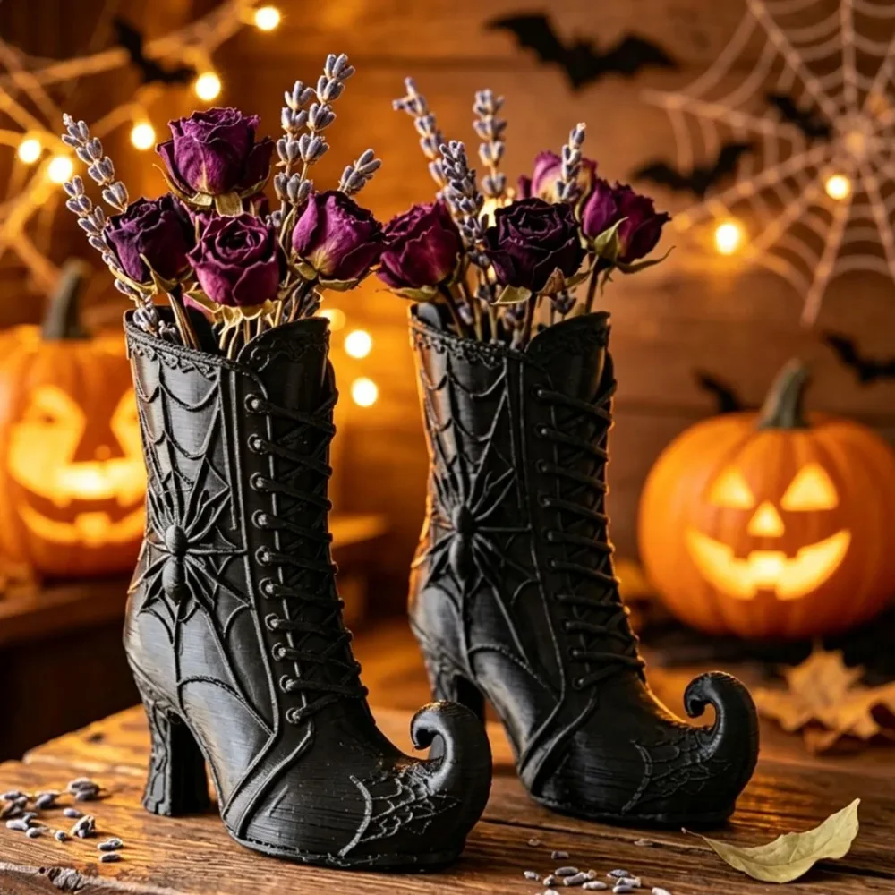 3/1個入り ミニゴシック風魔女ブーツ型ペン立て ハロウィー - Florist Supply Vases のレビューと価格