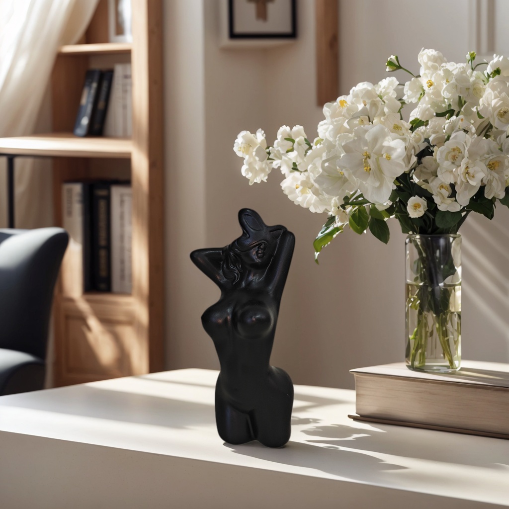 1個の芸術的な人型の花瓶飾り、黒と白のミニマリストスタイル、 - Florist Supply Vases のレビューと価格